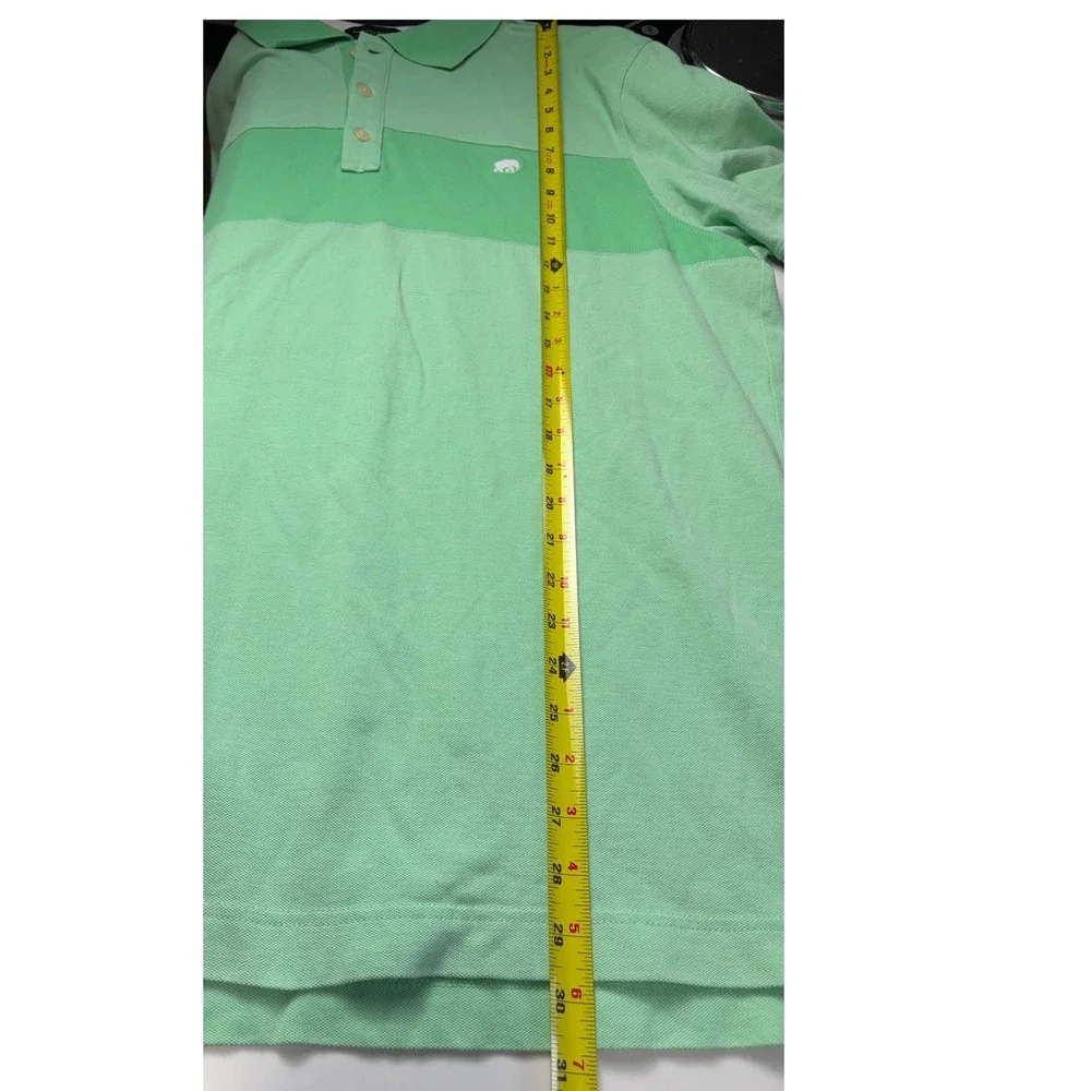 Banana Republic Mens XL Green Striped‎ Polo Shirt Elephant Logo Short Sleeve